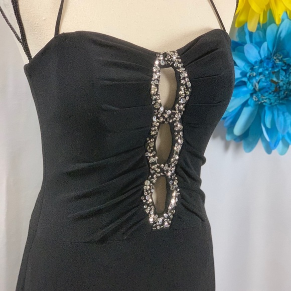 David’s Bridal Black Gown w/ Rhinestone Illusions - Picture 4 of 7